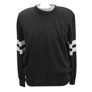 The Cashmere Project Men's Varsity Striped Sleeve Crew Cashmere Sweater Sz L NWT